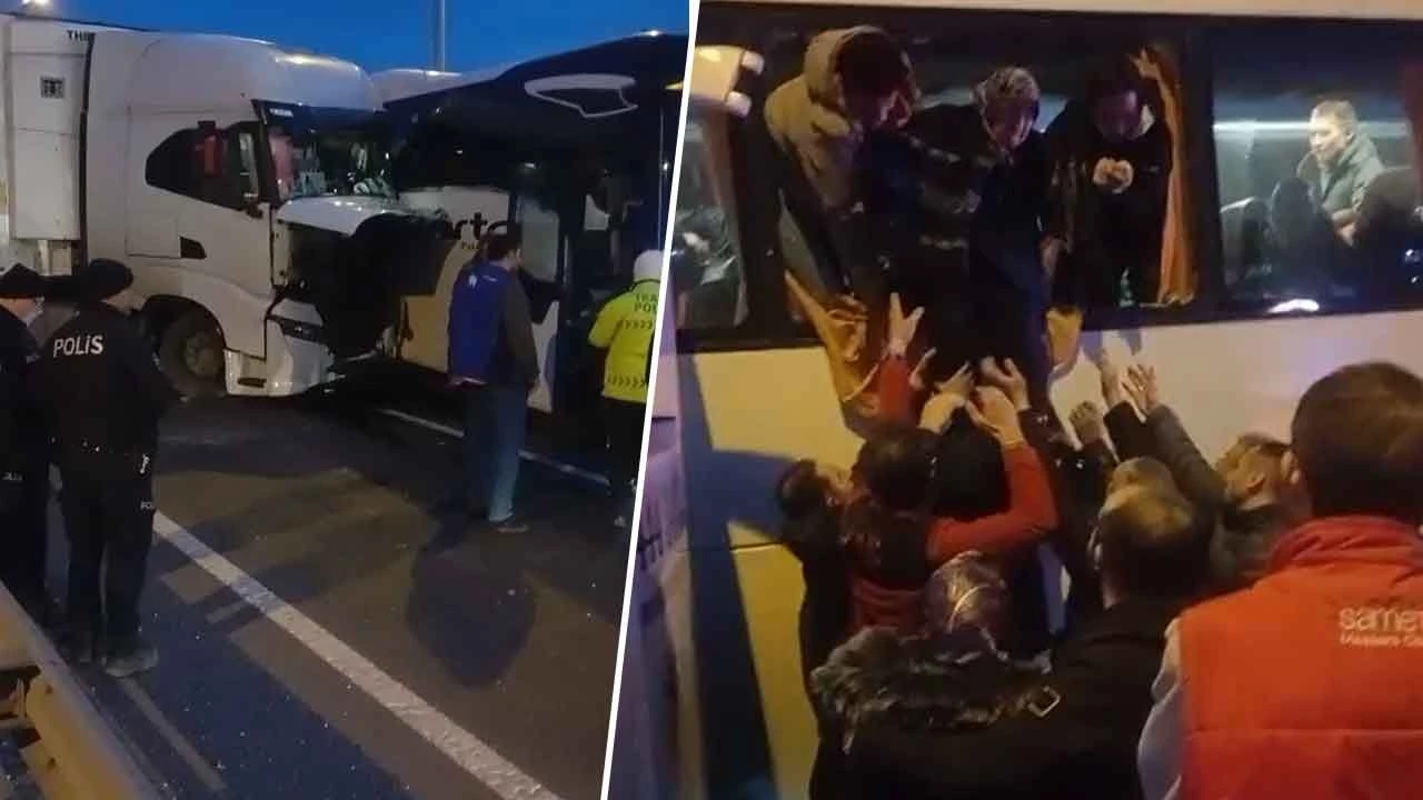 Kütahya'da zincirleme kaza, yol trafiğe kapandı