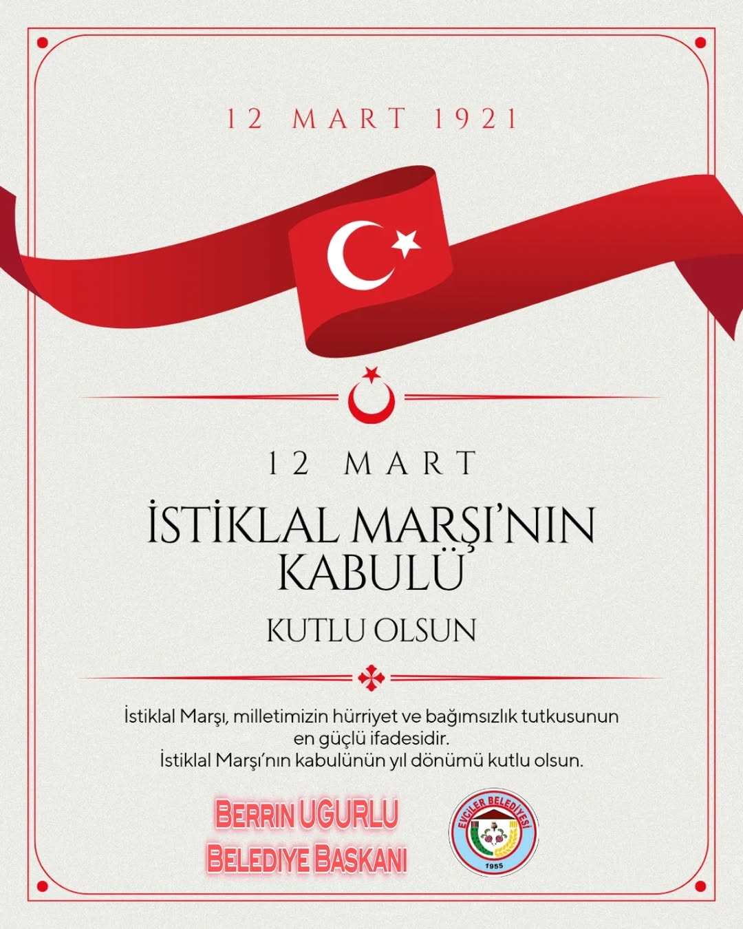 12 Mart İstiklal Marşı'nın Kabulü Kutlu Olsun!