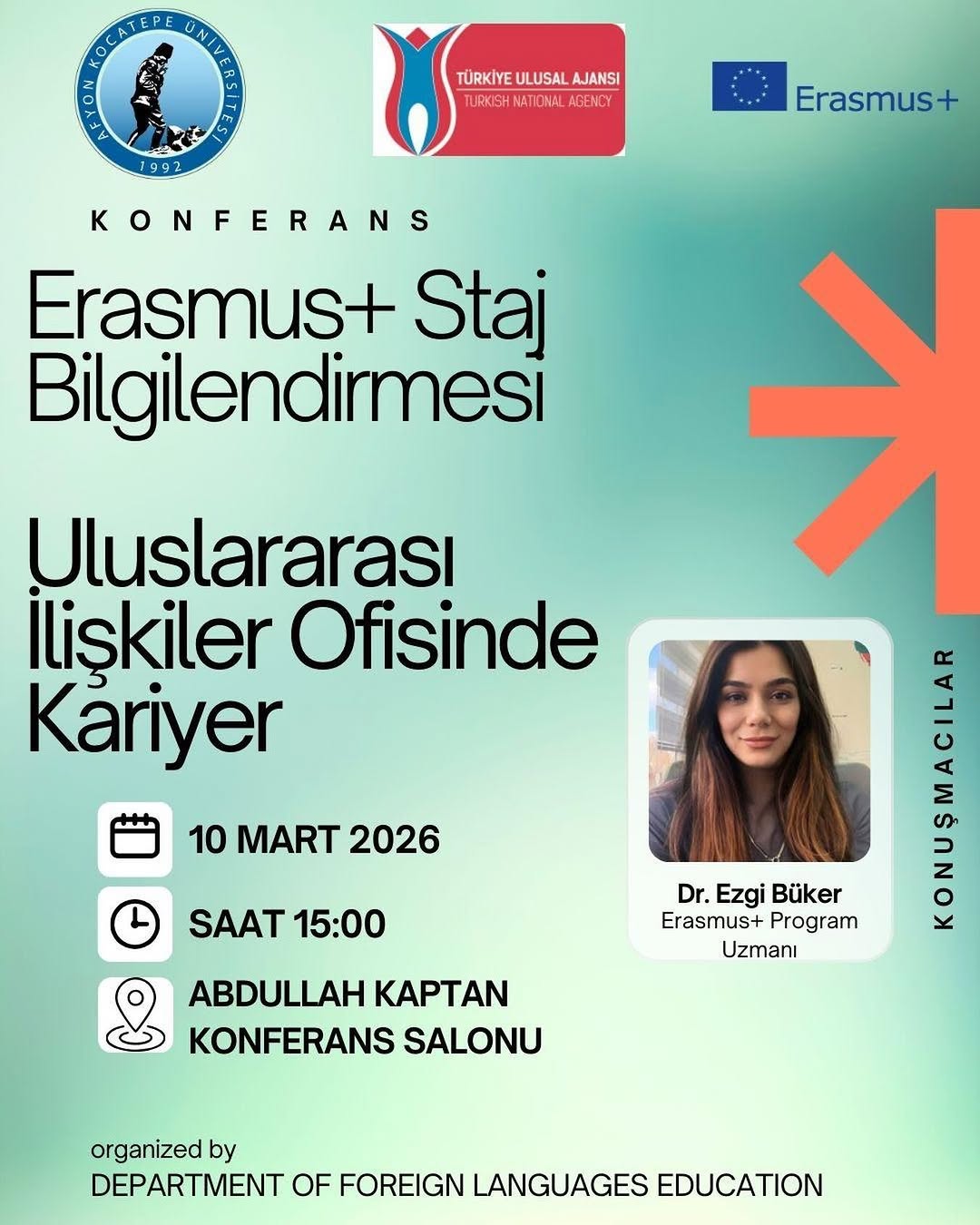 Afyon Kocatepe Üniversitesi Uluslararası İlişkiler Ofisinde Kariyer Konferansı Düzenliyor