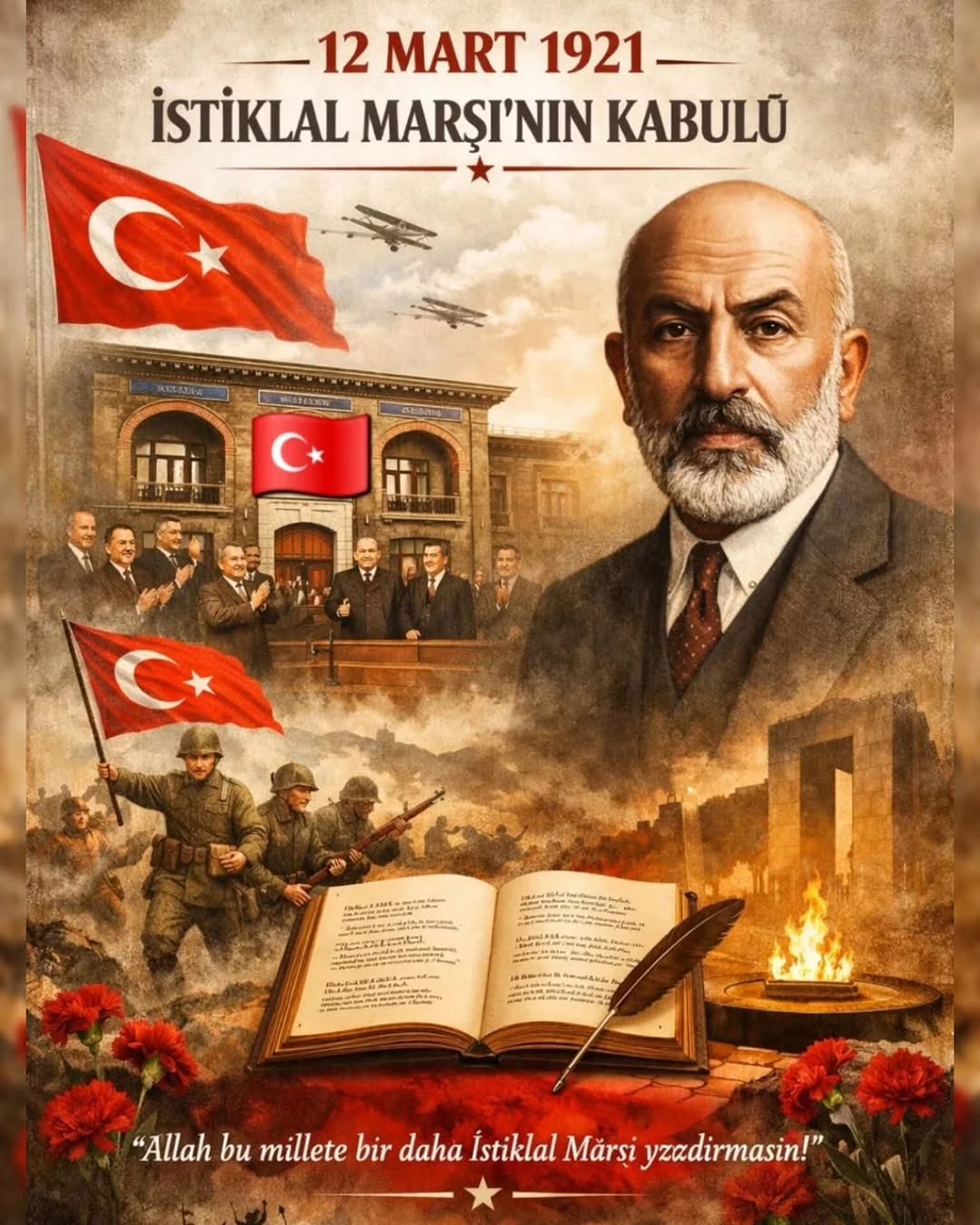 Afyonkarahisar AhmetPaşa Belediyesi'nden İstiklal Marşı'nın Kabulünün Yıl Dönümü Paylaşımı