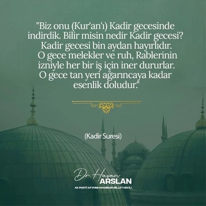 Afyonkarahisar AK Parti Milletvekili Dr. Hasan Arslan'dan Önemli Paylaşım