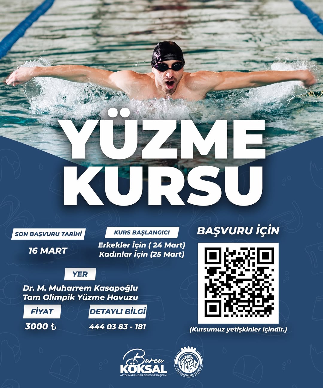 Afyonkarahisar Belediyesi Yüzme Kursları İçin Başvuruları Almaya Başladı