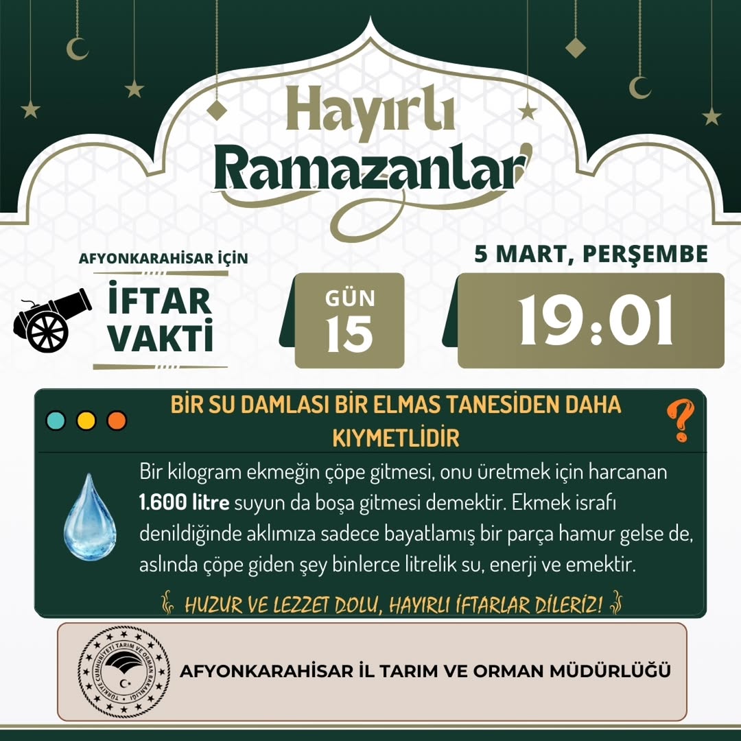 Afyonkarahisar İçin İftar Vakti