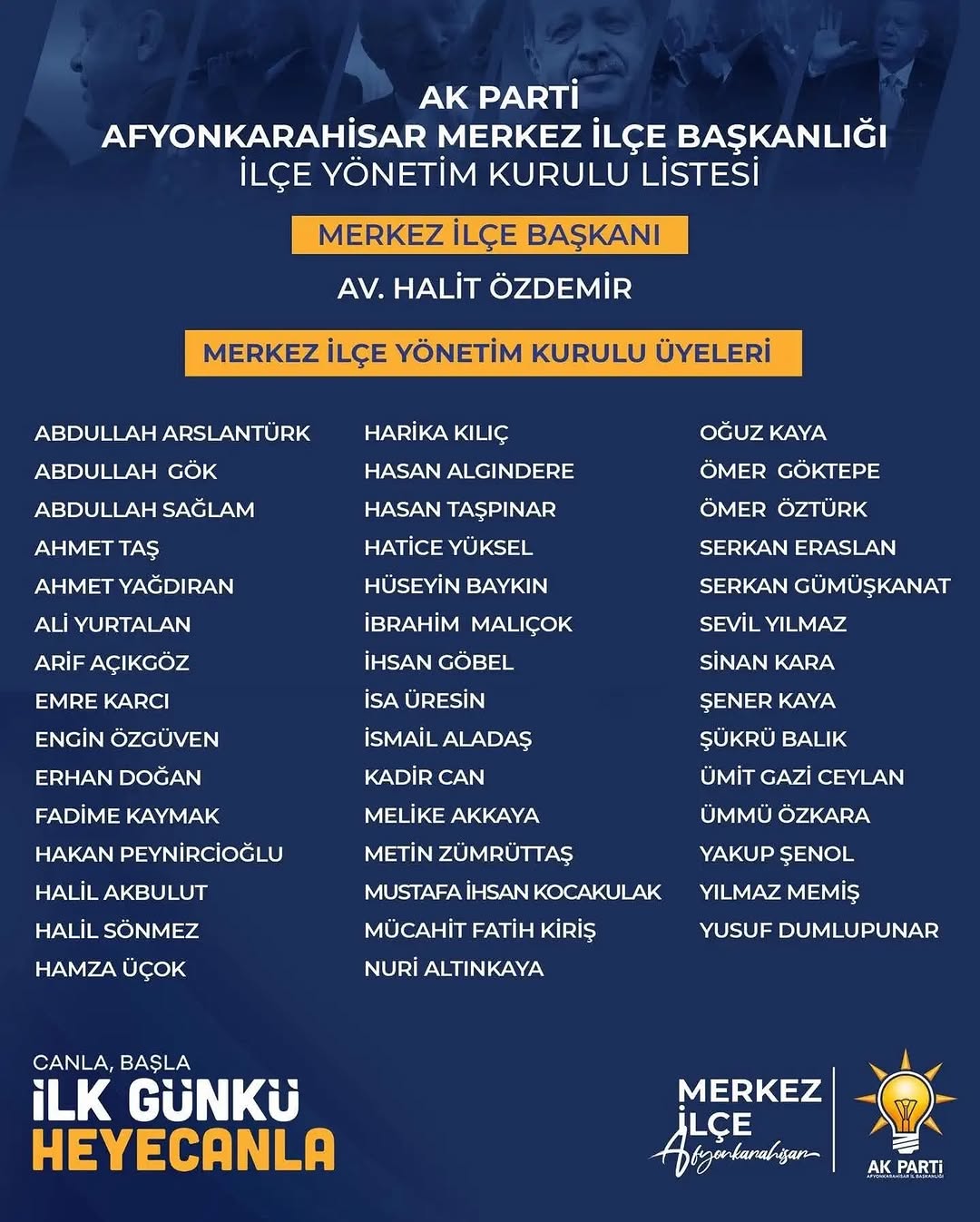 AK Parti Afyonkarahisar Merkez İlçe Başkanlığı Yeni Yönetim Kurulu Üyelerini Tebrik Ediyor