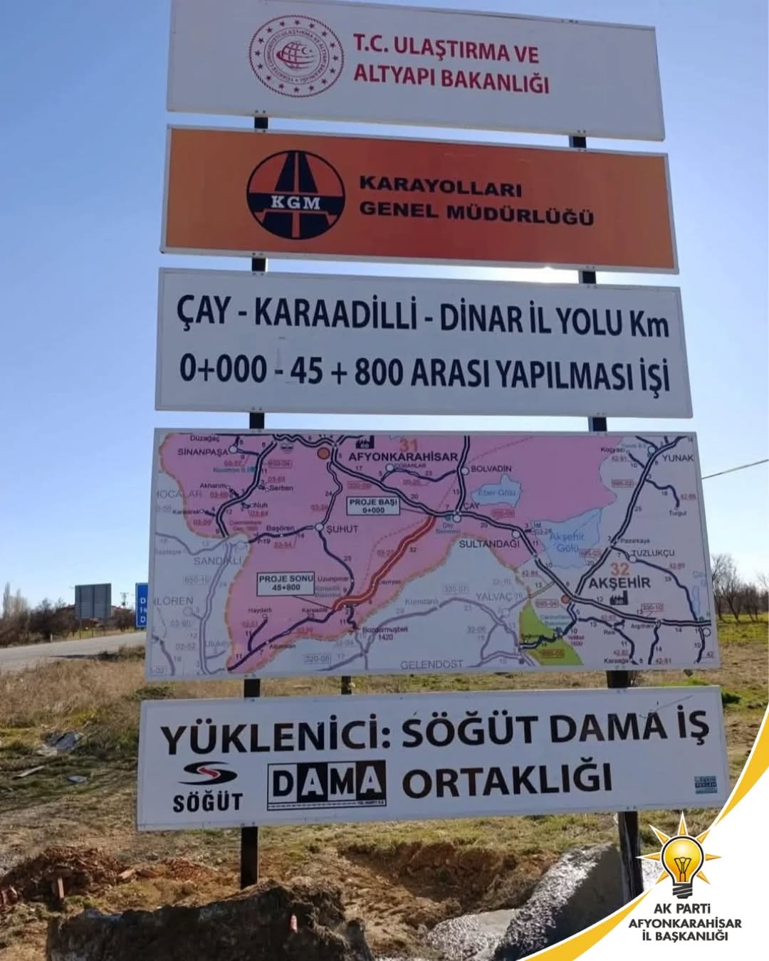 Çay - Karaadilli - Dinar Yolu Yapım İşi Başlıyor