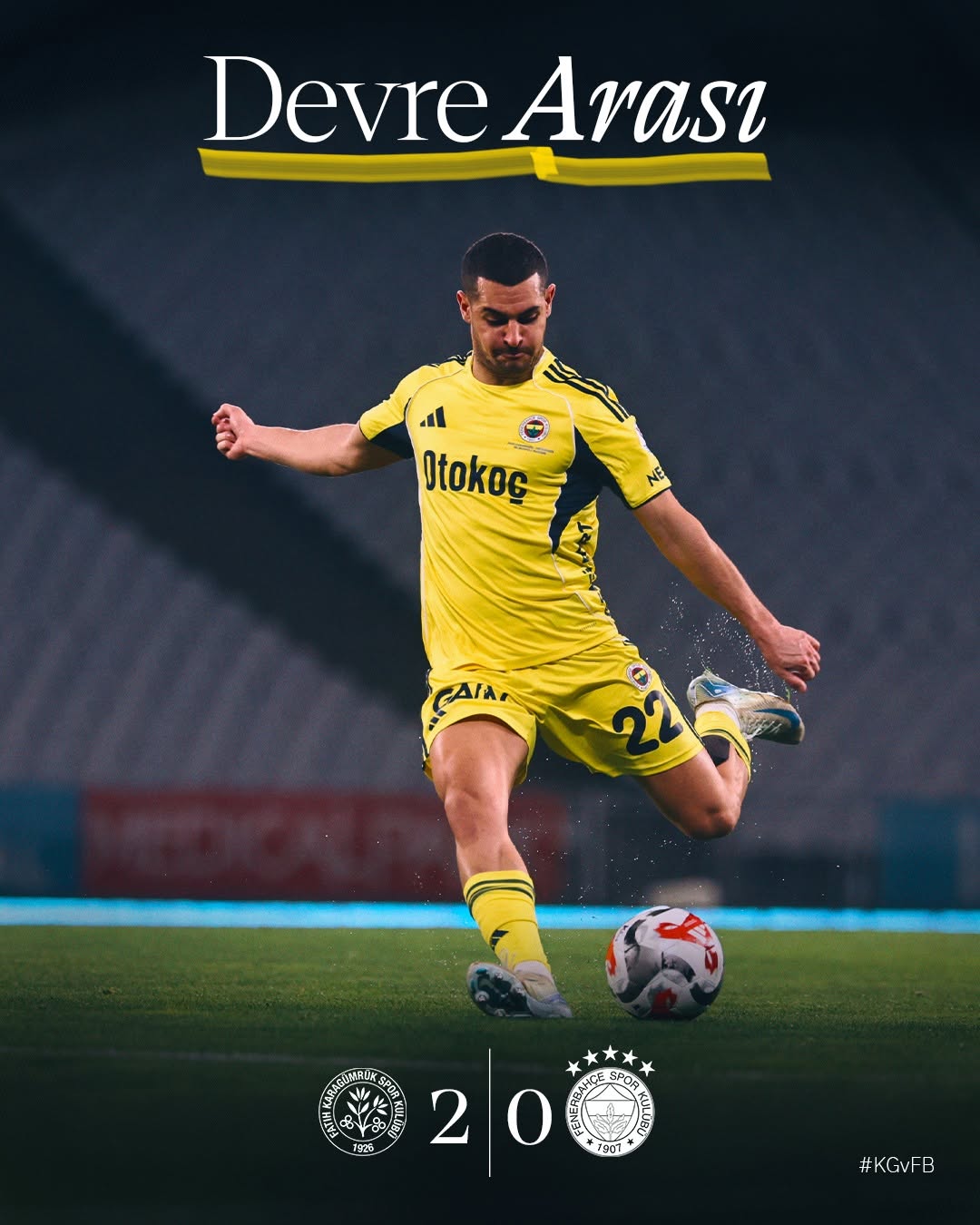 Fenerbahçe, M. Fatih Karagümrük karşısında ilk yarıyı 2-0 geride tamamladı