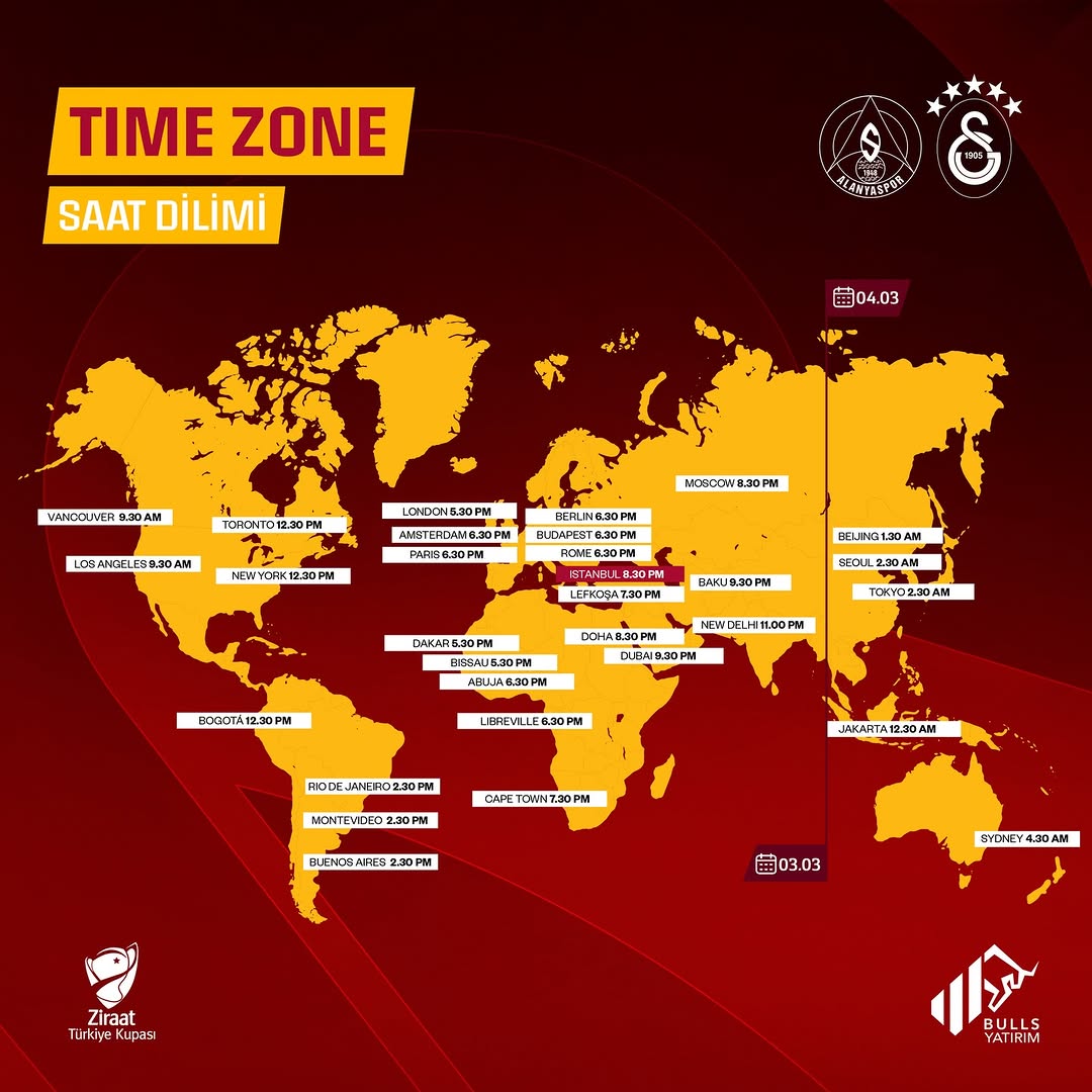 Galatasaray'ın C. Alanyaspor Maçı İzleme Saatleri