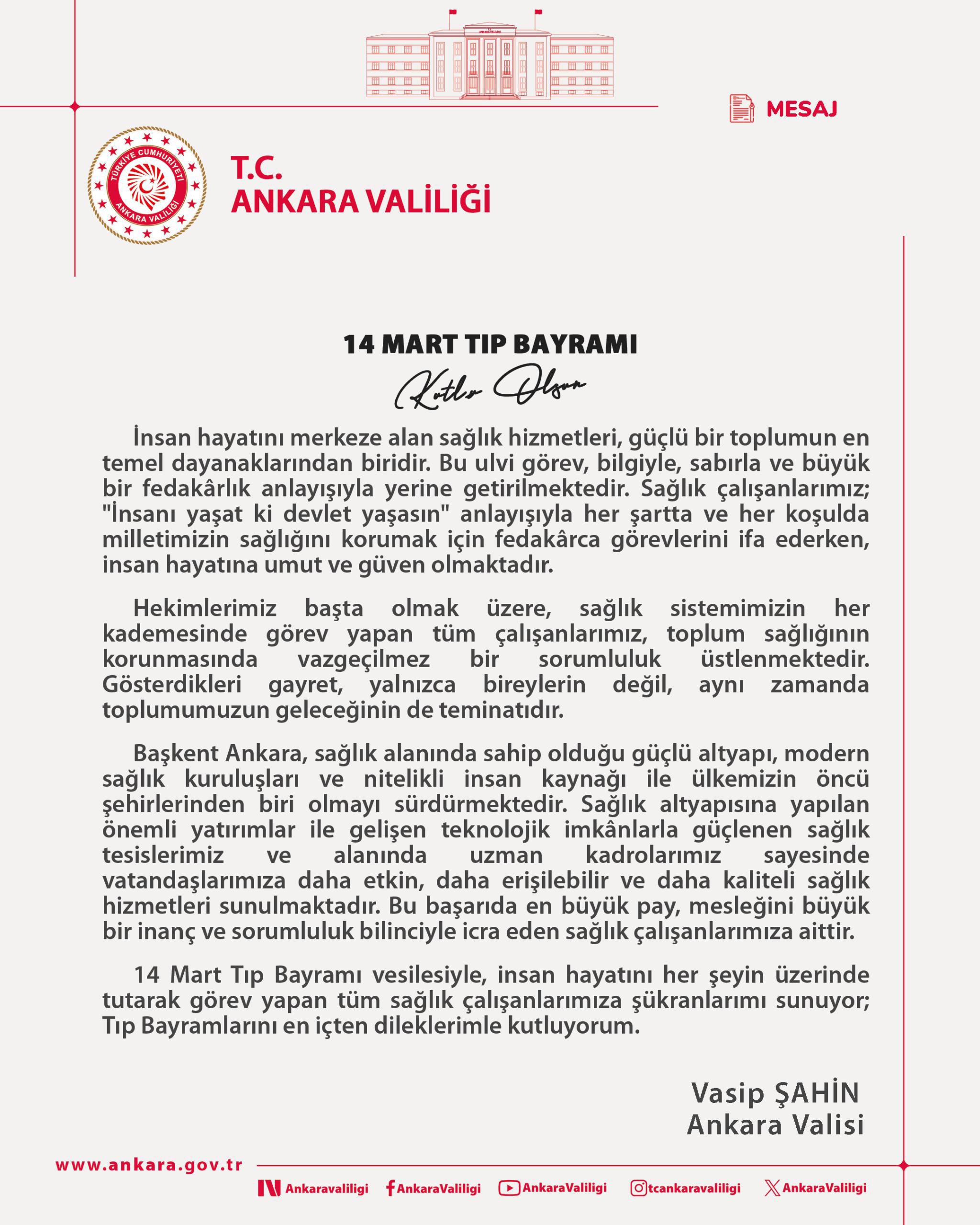 Tıp Bayramı Mesajı