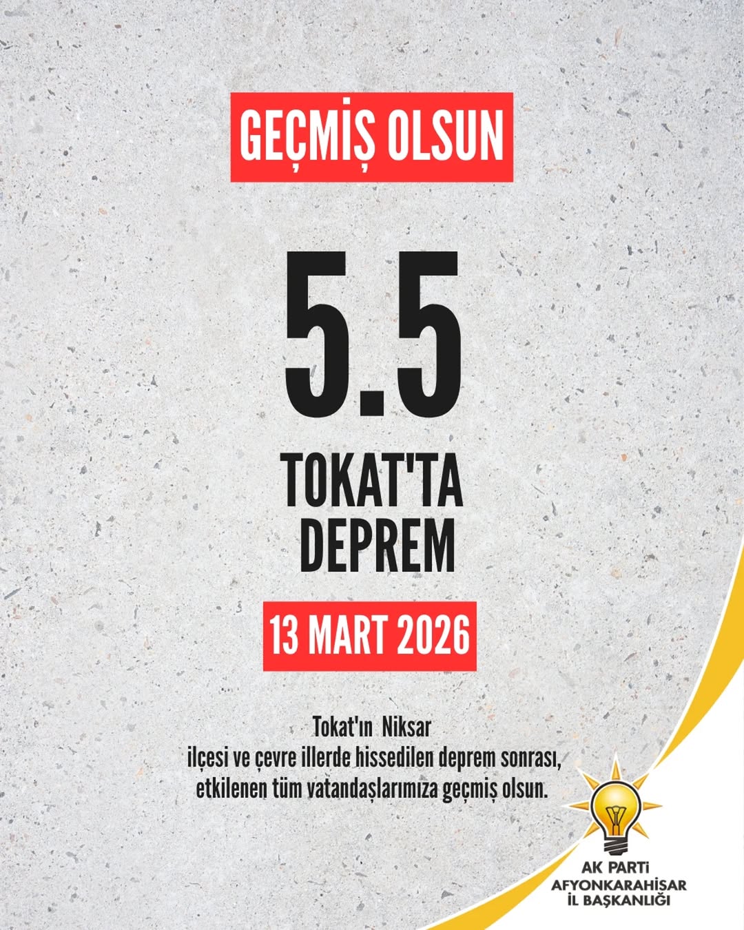 Tokat Niksar İlçesinde Meydana Gelen 5.5 Büyüklüğündeki Deprem