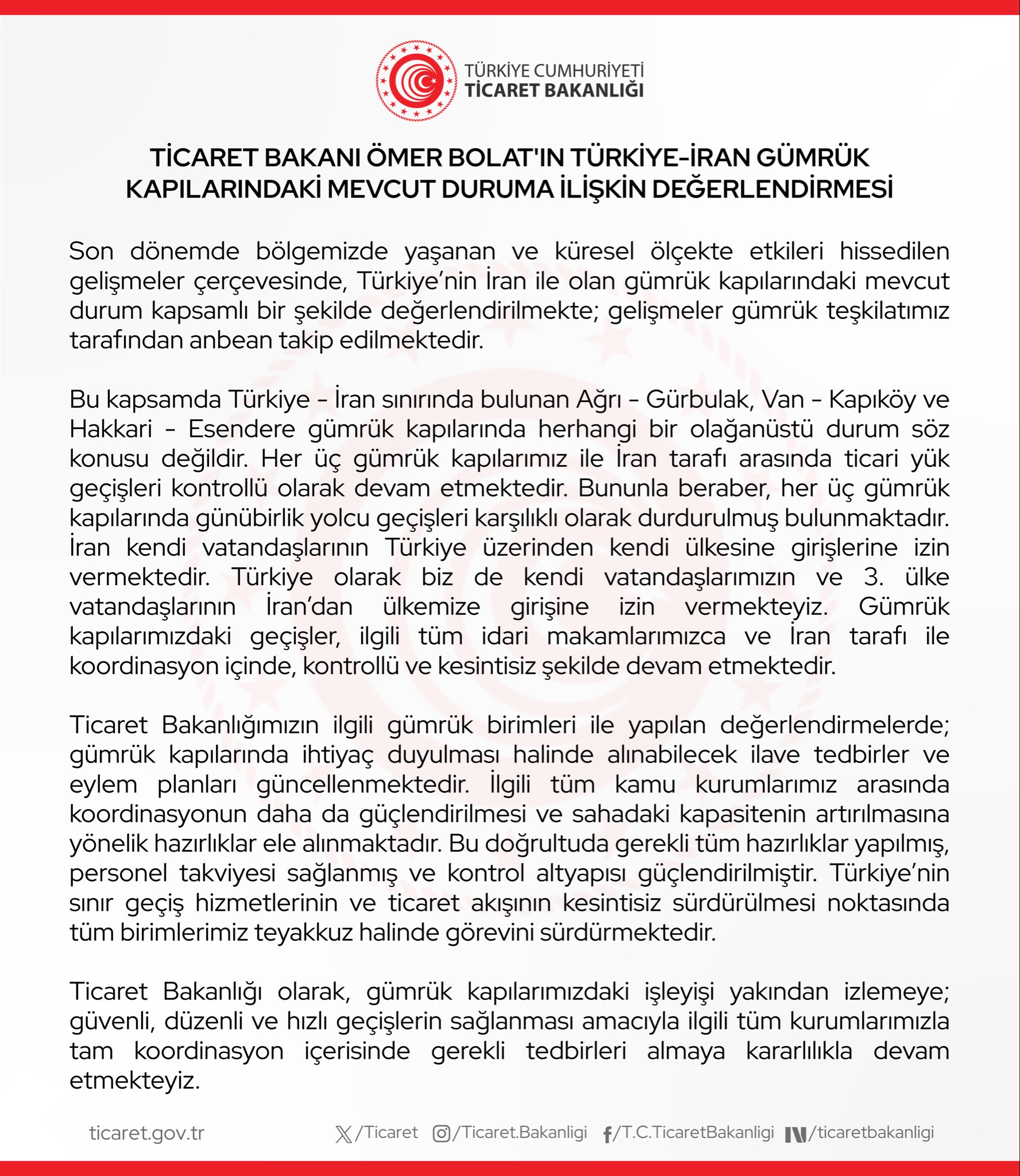 Türkiye-Iran Gümrük Durumu
