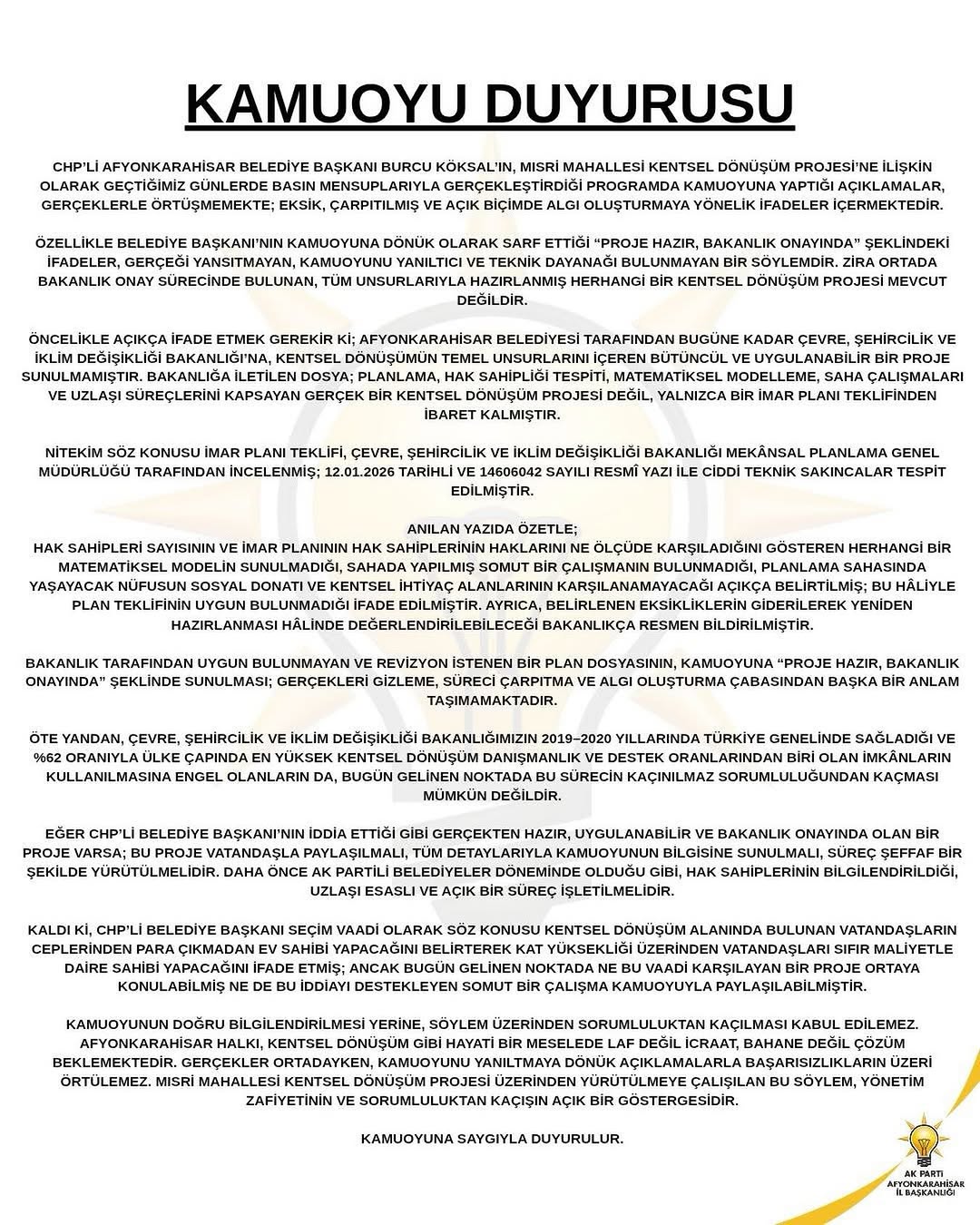 CHP'nin Hizmet Anlayışı Eleştirisi - Ak Parti Afyonkarahisar Milletvekili İbrahim Yurdunuseven'den Çağrı