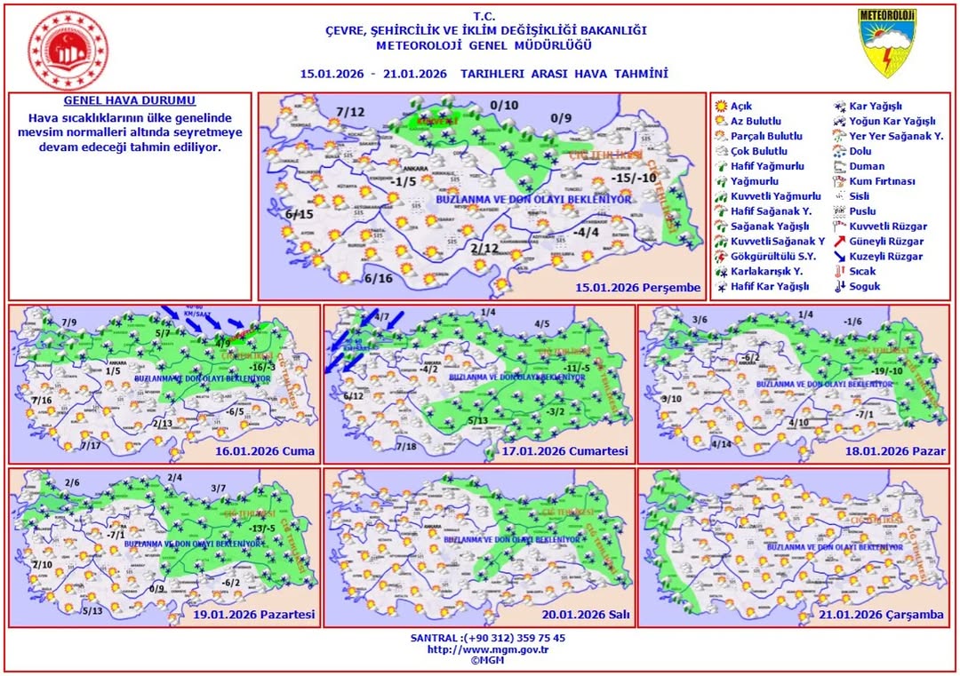 Ülkemizde Haftalık Hava Tahmini: 15-21 Ocak 2026