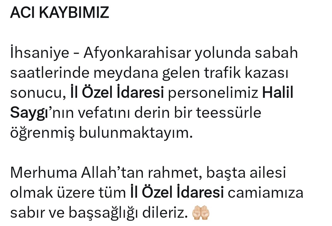 Afyonkarahisar Valisi Doç. Dr. Kübra Güran Yiğitbaşı'dan Acı Kayıp Açıklaması