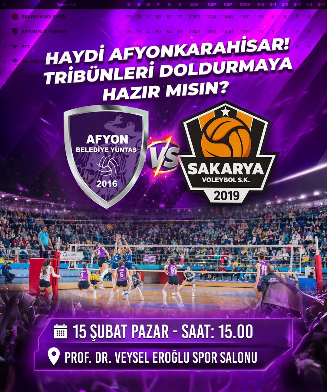 Afyon Belediye Yüntaş Takımı Sakarya Voleybol Spor Kulübü İle Karşılaşacak