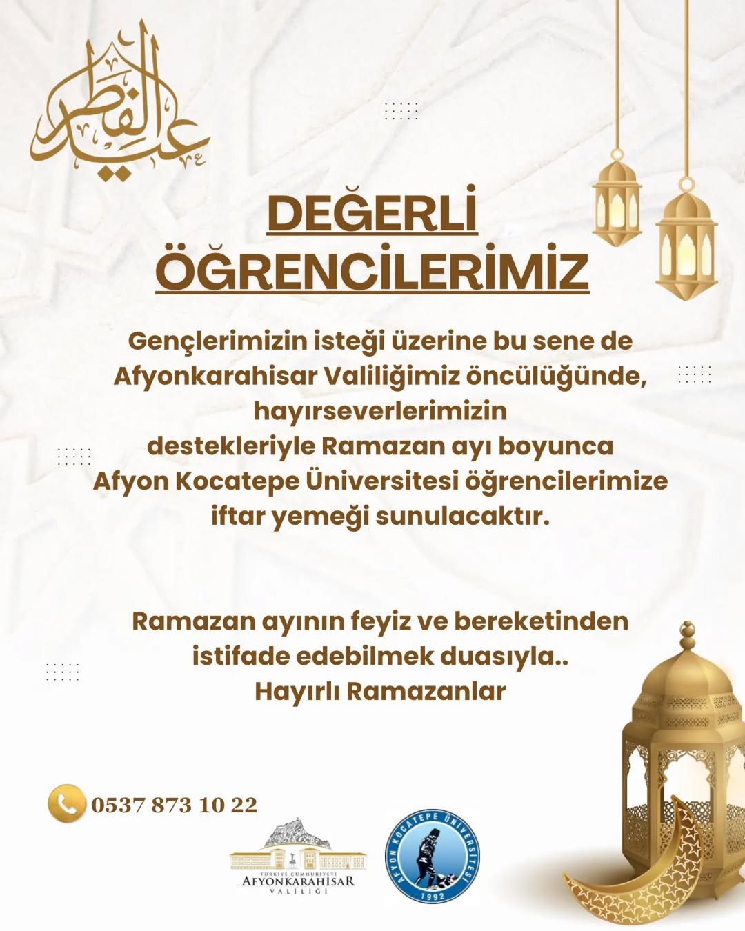 Afyonkarahisar Valiliği'nin Gençler İçin Düzenlediği İftar Programı Devam Ediyor