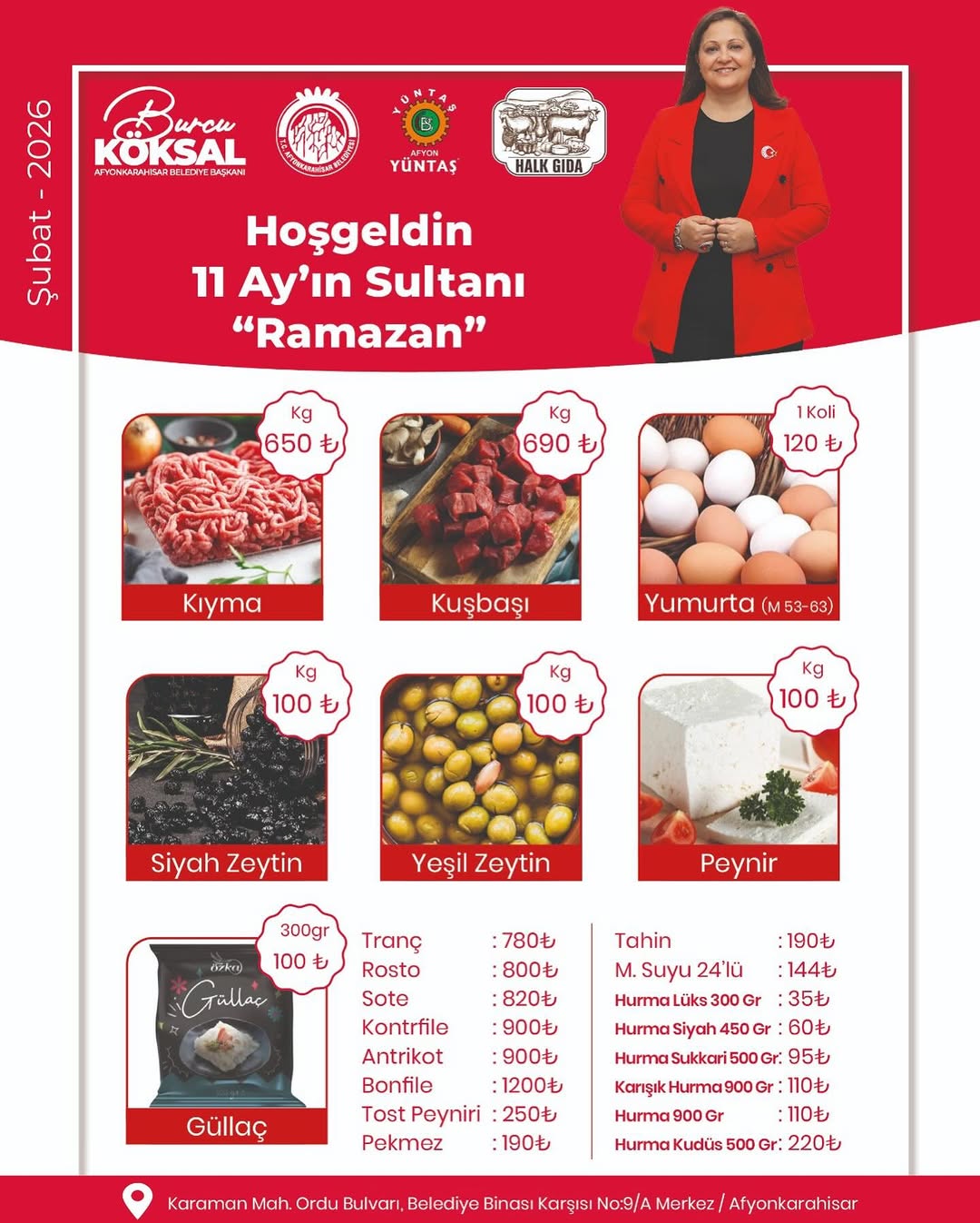 Afyonkarahisar Belediye Başkanı Burcu Köksal'dan Ramazan Ayı Bereketi