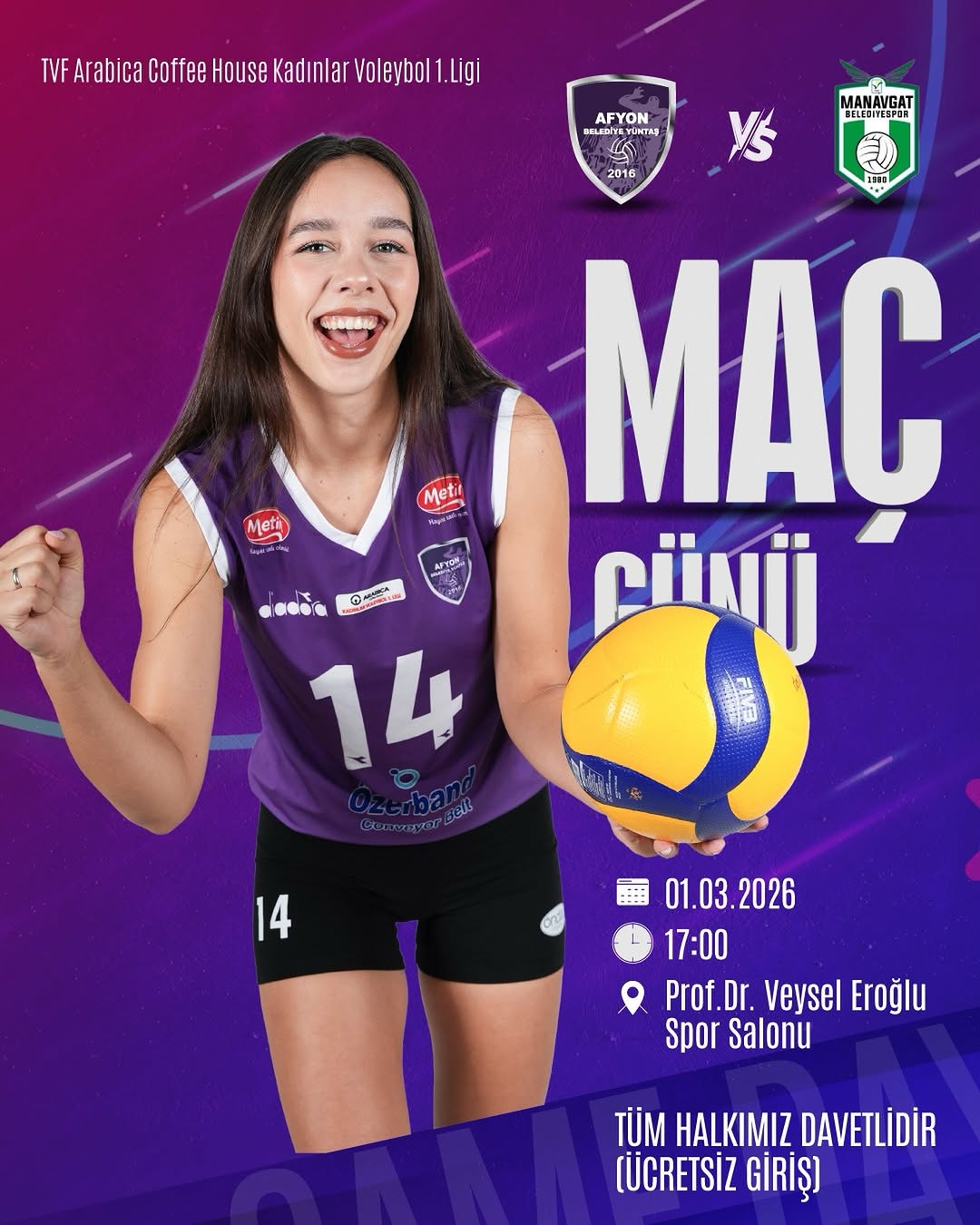 Afyon Belediye Yüntaş Voleybol Takımı Manavgat Belediye Spor ile Karşılaşacak