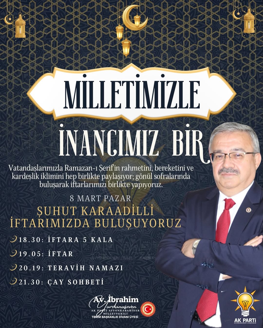 Ak Parti Afyonkarahisar Milletvekili İbrahim Yurdunuseven'den Karaadilli'de Teşkilat İftarı