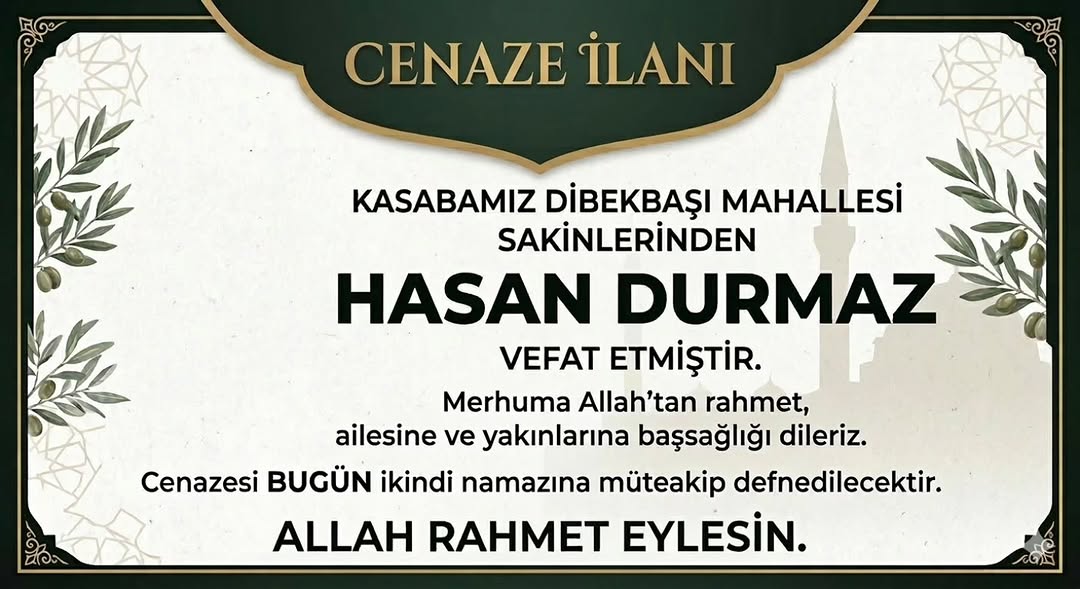 Afyonkarahisar AhmetPaşa Belediyesi'nden Başsağlığı Mesajı: Hasan Durmaz'ın Vefatı