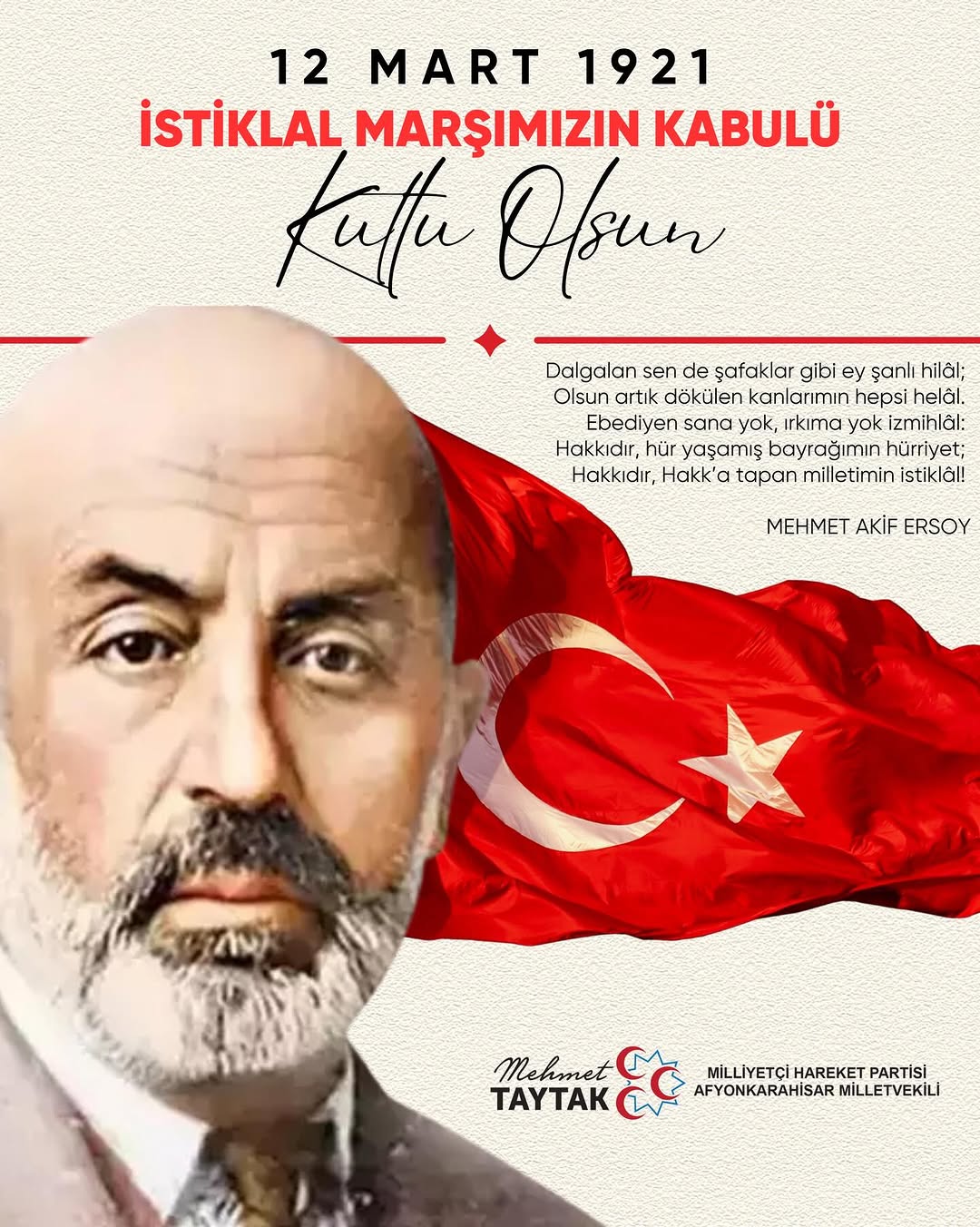 Mhp Afyonkarahisar Milletvekili Mehmet Taytak'tan İstiklâl Marşı Paylaşımı