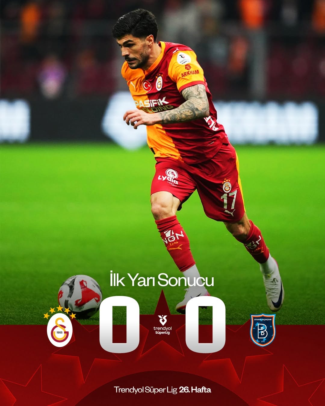 Galatasaray - Başakşehir Maçında İlk Yarı 0-0 Berabere Tamamlandı