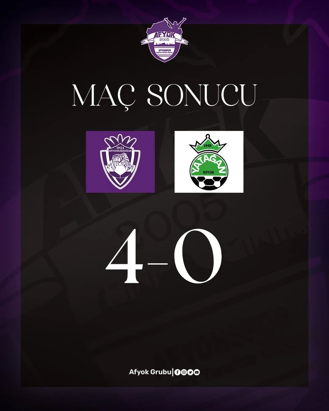 MS| 1923 Afyonkarahisar 4-0 Yatağanspor Maçında Galip