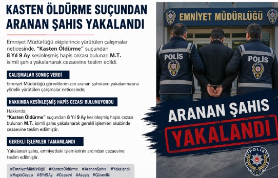 Kasten Öldürme Suçundan Aranan Şahıs Yakalandı
